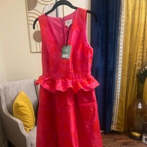Kate Spade Red Peplum Ruffled Cocktail Dress
